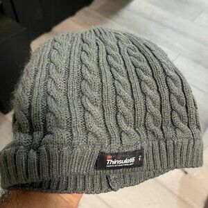 3M Thinsulate Acrylic Beanie Grey Rib Knit Warm Thermal Winter Hat Cap Ski Work